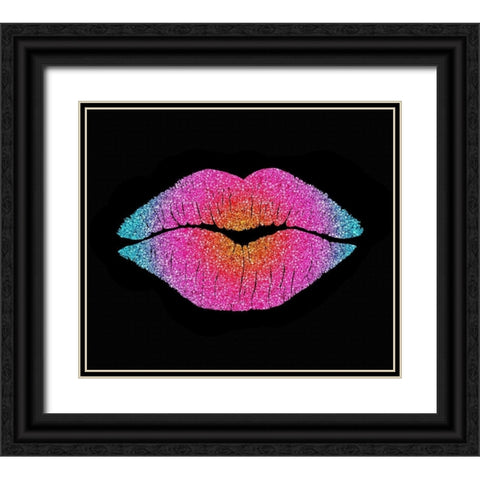 Rainbow Sugar Lips Black Ornate Wood Framed Art Print with Double Matting by Lavoie, Tina