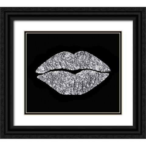 Silver Glitter Kiss Black Ornate Wood Framed Art Print with Double Matting by Lavoie, Tina