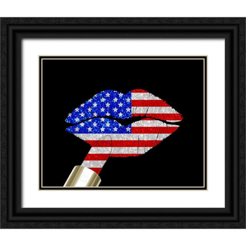 Patriotic Lips I Black Ornate Wood Framed Art Print with Double Matting by Lavoie, Tina