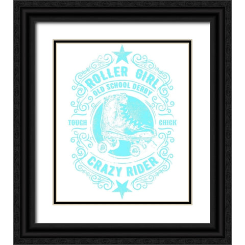 Roller Girl Aqua Tee Black Ornate Wood Framed Art Print with Double Matting by Lavoie, Tina