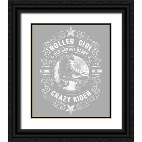 Roller Girl Tee Black Ornate Wood Framed Art Print with Double Matting by Lavoie, Tina