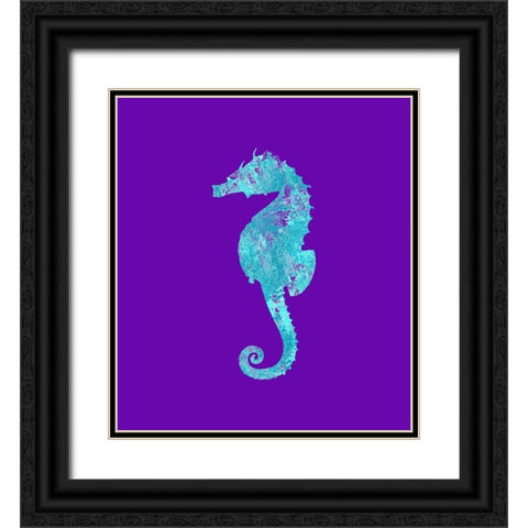 Sponge Seahorse Aqua Black Ornate Wood Framed Art Print with Double Matting by Lavoie, Tina