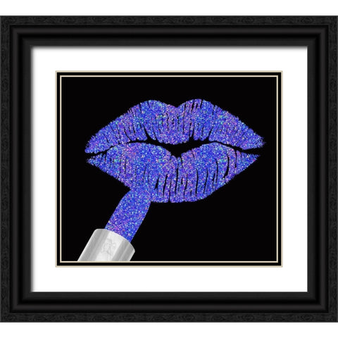 Iridescent Glitter Lips Purple Black Ornate Wood Framed Art Print with Double Matting by Lavoie, Tina
