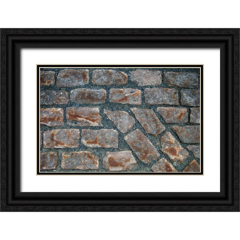 Old Montreal Cobblestones 01 Black Ornate Wood Framed Art Print with Double Matting by Lavoie, Tina