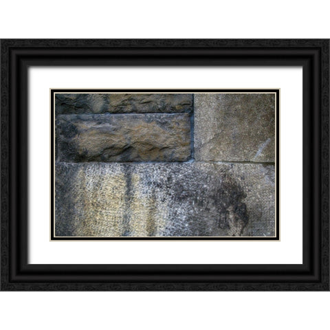 Old Montreal Stone Wall 01 Black Ornate Wood Framed Art Print with Double Matting by Lavoie, Tina
