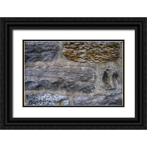 Old Montreal Ancient Wall Black Ornate Wood Framed Art Print with Double Matting by Lavoie, Tina
