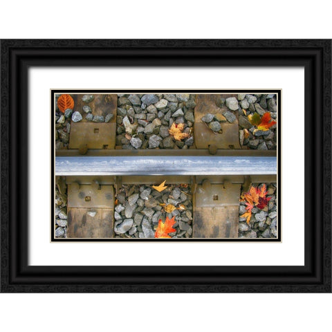 Old Montreal Railroad Tracks Black Ornate Wood Framed Art Print with Double Matting by Lavoie, Tina