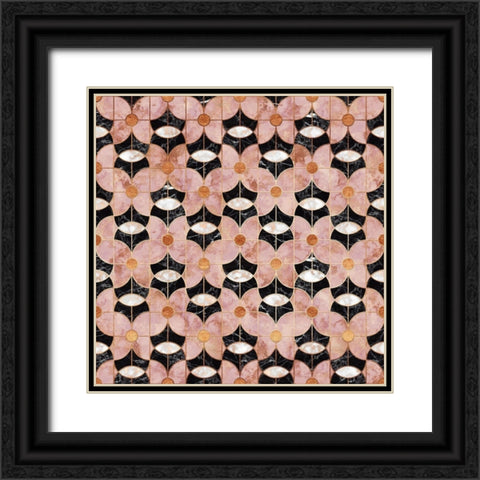 Art Deco Flowers Pattern Black Ornate Wood Framed Art Print with Double Matting by Lavoie, Tina