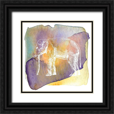 Color Spot Safari Animals elephant Black Ornate Wood Framed Art Print with Double Matting by Lavoie, Tina