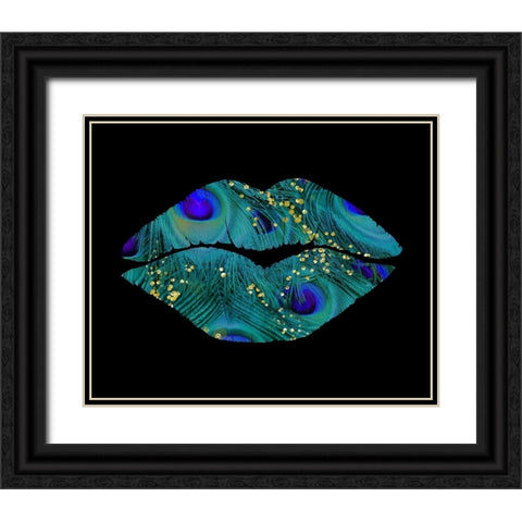 Peacock Kiss Black Ornate Wood Framed Art Print with Double Matting by Lavoie, Tina