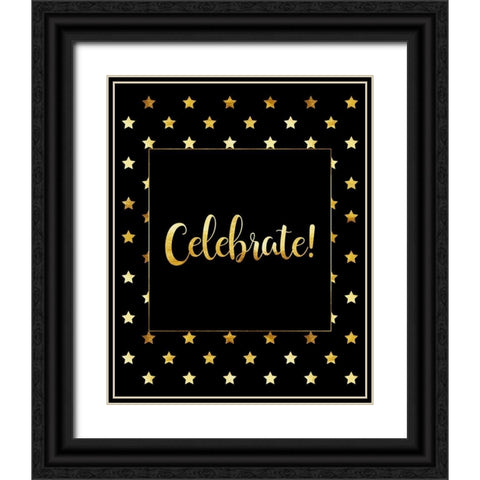 Celebrate Gold Black Ornate Wood Framed Art Print with Double Matting by Lavoie, Tina