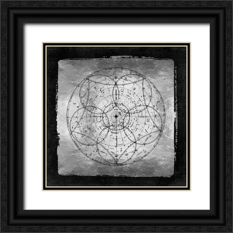 Silver Vintage Star Chart Sky Map 1880 Black Ornate Wood Framed Art Print with Double Matting by Lavoie, Tina