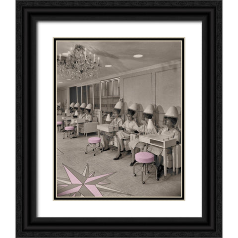 Beauty Day-Vintage Hair Salon Black Ornate Wood Framed Art Print with Double Matting by Lavoie, Tina