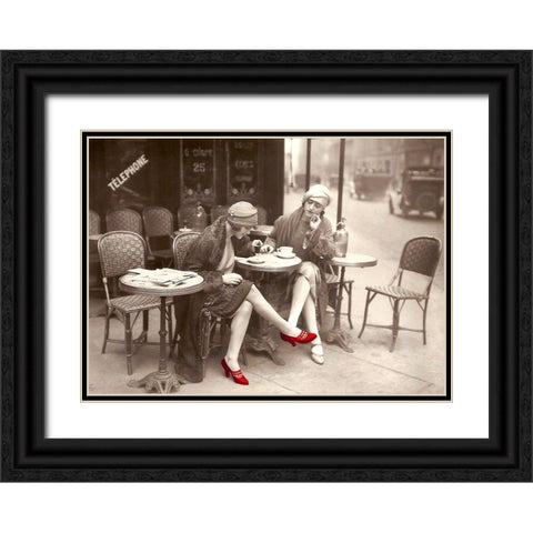 New Shoes Paris 1925 Black Ornate Wood Framed Art Print with Double Matting by Lavoie, Tina