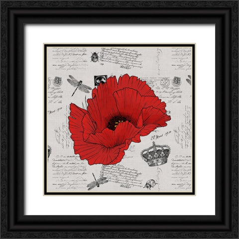 Vintage ephemera Large Poppy Black Ornate Wood Framed Art Print with Double Matting by Lavoie, Tina