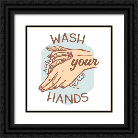Wash Your Hands Black Ornate Wood Framed Art Print with Double Matting by Lavoie, Tina
