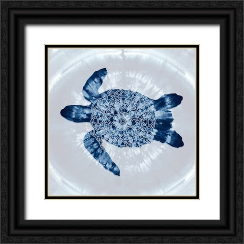 Loggerhead Sea Turtle Mandala Black Ornate Wood Framed Art Print with Double Matting by Lavoie, Tina