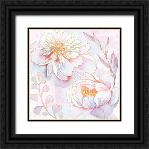 Maisies Peonies Black Ornate Wood Framed Art Print with Double Matting by Lavoie, Tina