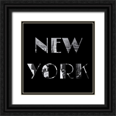 New York Typography Black Ornate Wood Framed Art Print with Double Matting by Lavoie, Tina