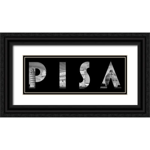 Pisa Typography Black Ornate Wood Framed Art Print with Double Matting by Lavoie, Tina