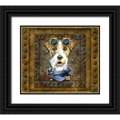 Steampunk Airedale Terrier Black Ornate Wood Framed Art Print with Double Matting by Mitchell, Tina