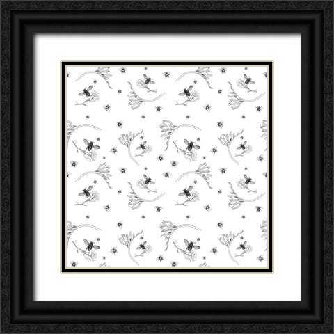 Bee Vine Black and White Black Ornate Wood Framed Art Print with Double Matting by Mitchell, Tina
