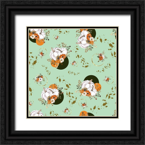Pumpkin Flower Mint Black Ornate Wood Framed Art Print with Double Matting by Mitchell, Tina
