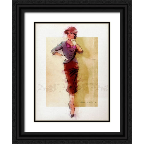 Standing There Black Ornate Wood Framed Art Print with Double Matting by TMBorenstein