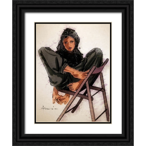 Just Relax Black Ornate Wood Framed Art Print with Double Matting by TMBorenstein