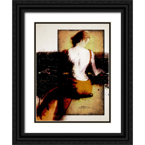 Piano Bar Black Ornate Wood Framed Art Print with Double Matting by TMBorenstein