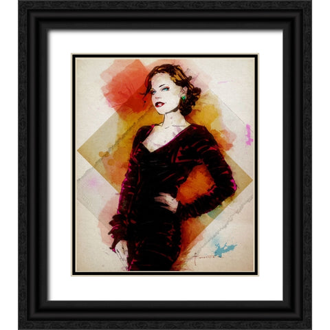 Cinamon Black Ornate Wood Framed Art Print with Double Matting by TMBorenstein