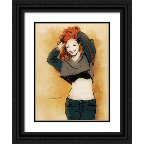 Summer Fun Black Ornate Wood Framed Art Print with Double Matting by TMBorenstein