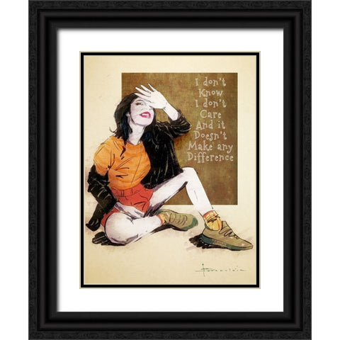 I Dont Care Black Ornate Wood Framed Art Print with Double Matting by TMBorenstein
