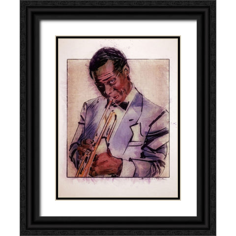 Jazz Man Black Ornate Wood Framed Art Print with Double Matting by TMBorenstein