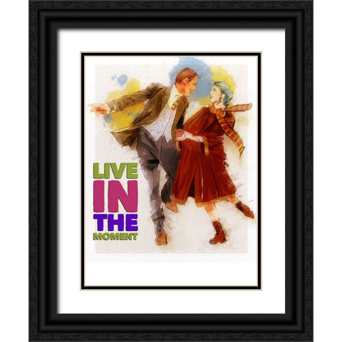Live In The Moment Black Ornate Wood Framed Art Print with Double Matting by TMBorenstein
