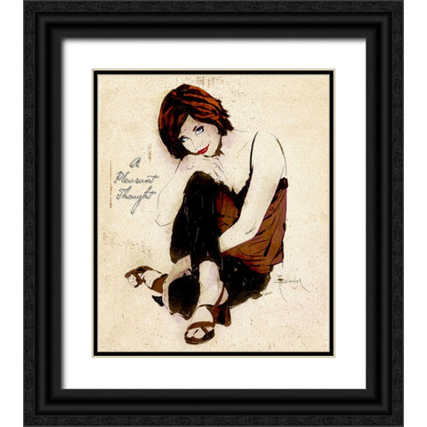 A Pleasant Thought Black Ornate Wood Framed Art Print with Double Matting by TMBorenstein