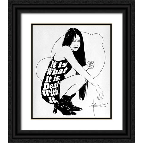 It Is Black Ornate Wood Framed Art Print with Double Matting by TMBorenstein