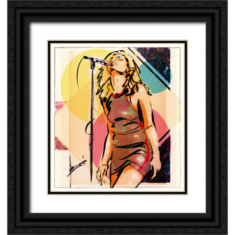 42 Rocker Girl Black Ornate Wood Framed Art Print with Double Matting by TMBorenstein