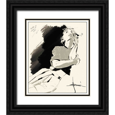 46 Thinking Black Ornate Wood Framed Art Print with Double Matting by TMBorenstein