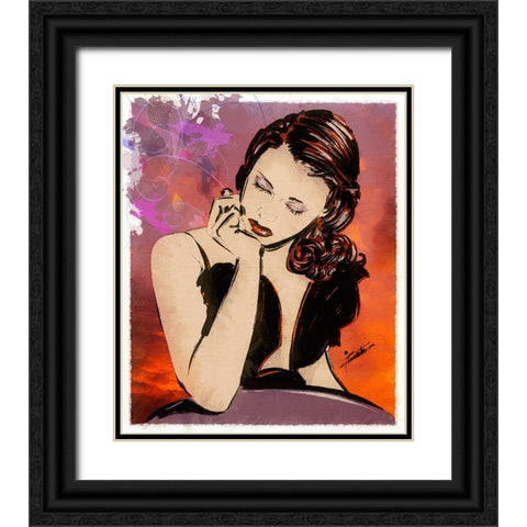 59 What Are You Thinking Black Ornate Wood Framed Art Print with Double Matting by TMBorenstein