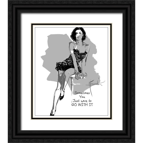 Go With It Black Ornate Wood Framed Art Print with Double Matting by TMBorenstein