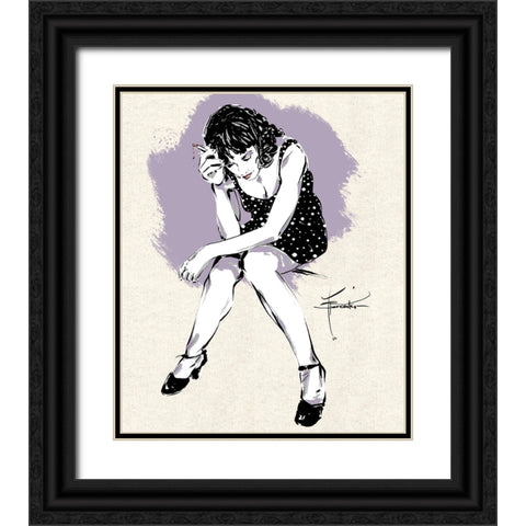 Sitting Alone Black Ornate Wood Framed Art Print with Double Matting by TMBorenstein