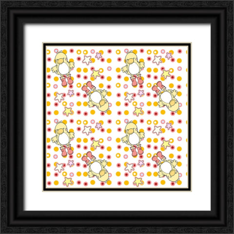 Pink And Orange Ducky Dots Black Ornate Wood Framed Art Print with Double Matting by Wade, Valarie