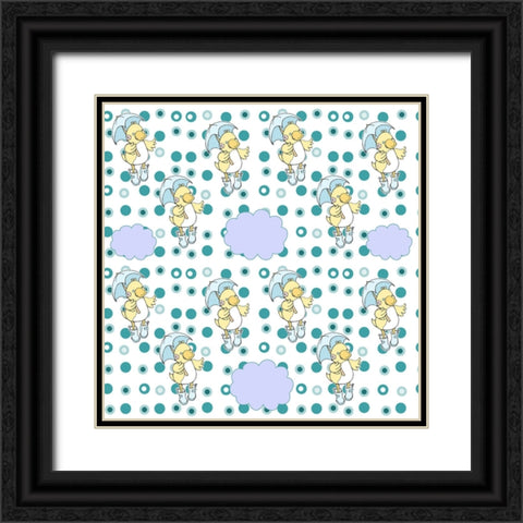 Rain Cloud Duckie Black Ornate Wood Framed Art Print with Double Matting by Wade, Valarie