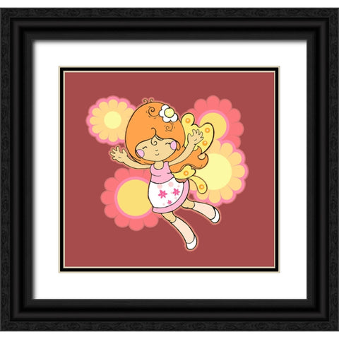 Flying Fairy Black Ornate Wood Framed Art Print with Double Matting by Wade, Valarie