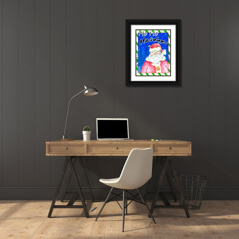 Ho Ho Holidays Black Ornate Wood Framed Art Print with Double Matting by Wade, Valarie