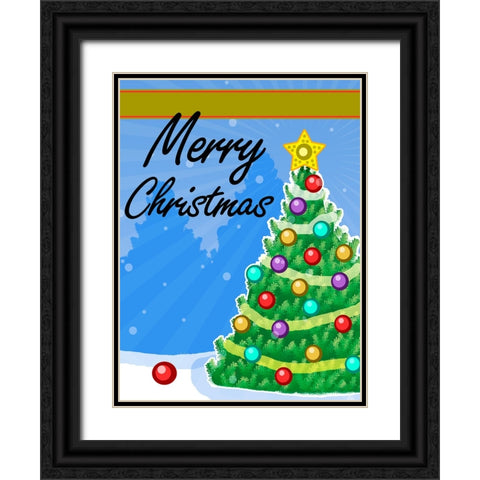 Christmas Tree Black Ornate Wood Framed Art Print with Double Matting by Wade, Valarie
