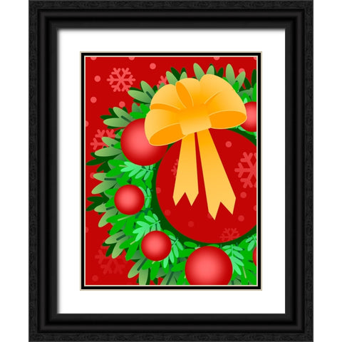 Wreath Black Ornate Wood Framed Art Print with Double Matting by Wade, Valarie