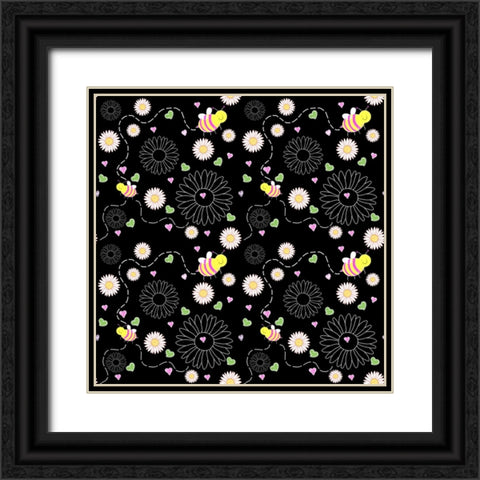 Hearts 3 Black Ornate Wood Framed Art Print with Double Matting by Wade, Valarie