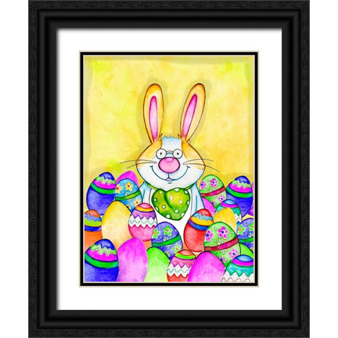 Easter Bunny Black Ornate Wood Framed Art Print with Double Matting by Wade, Valarie